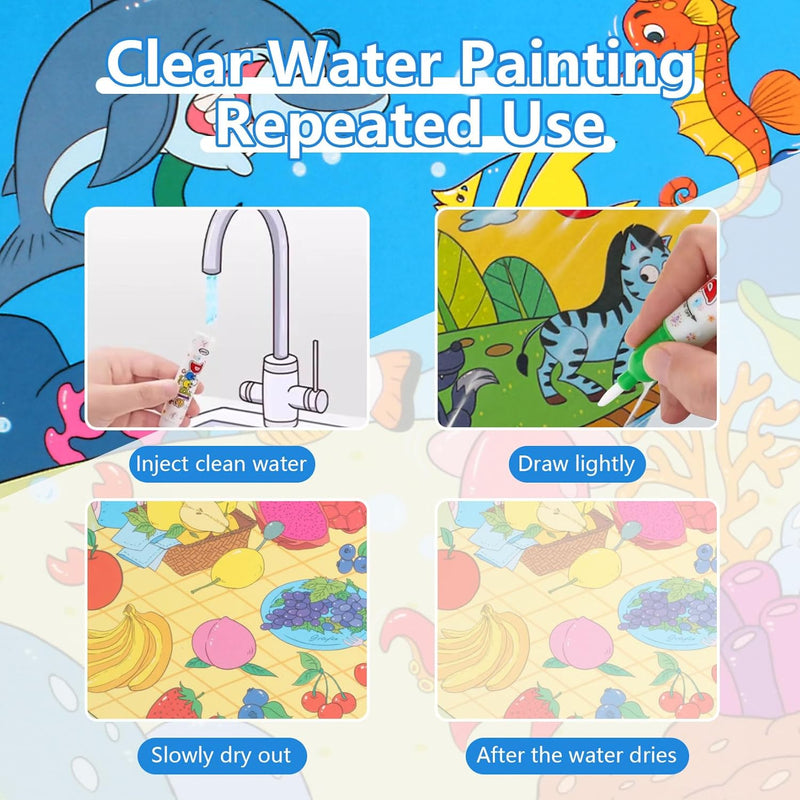 BUY 1 GET 1 FREE Reusable™️ 8 pages Magic Water Painting & Drawing Board Book + Doodle pen