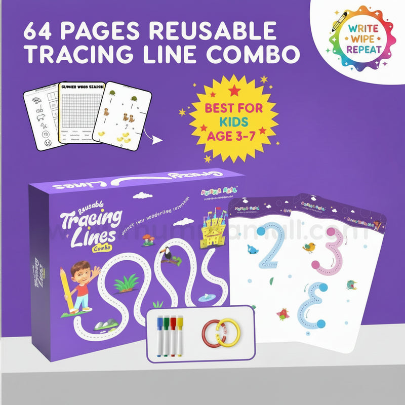 Reusable Tracing Book With 64 Pages - Perfect for early learning & imagination!