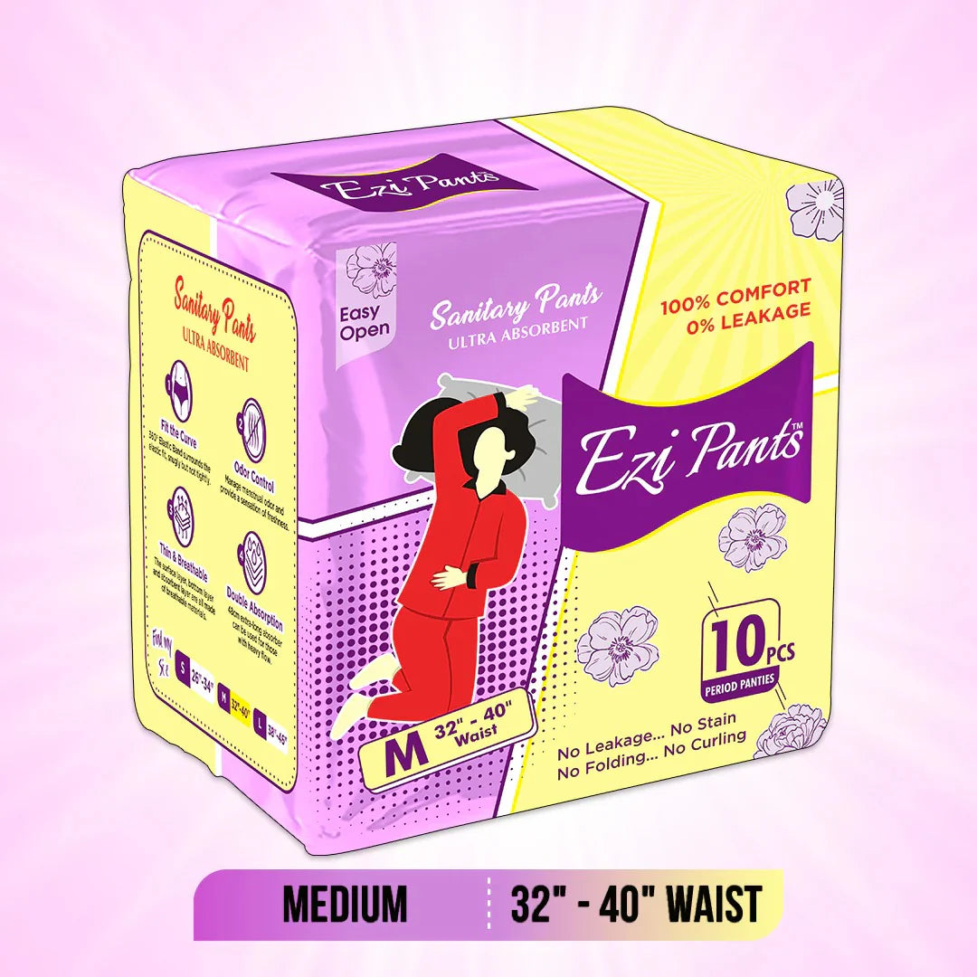 Pack of 10 Ezi-Pants Sanitary Pants - Protection upto 12 hours